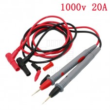 Univerzální pár měřících kabelů pro DMM, černý, rudý, ostrý Cu hrot, 1000V/20A, měkká izolace, 90cm