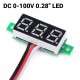 Panelové měřidlo - DC voltmetr 0 ~ 100V, červené LED, XH-028, V4