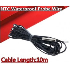 Waterproof cylindrical NTC thermistor on cable 10m, 10K, 1%